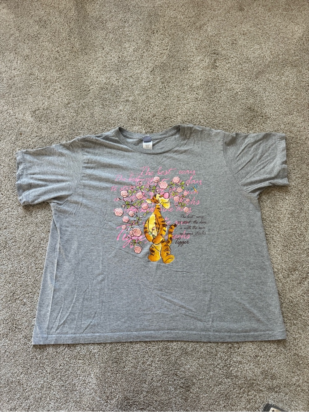 Vintage Disney Tee Shirt Women's 3X Grey Tigger Graphic The Best Way Roses